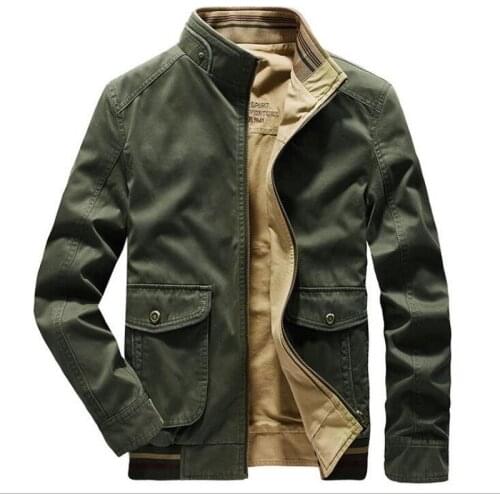 Winter Jacket Men Double Sides Wear Mens Cotton Breathable Autumn Collar Simple Big Pockets Military Jacket Plus Size M-4XL