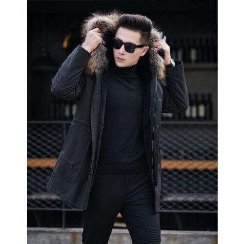 Winter Jacket Parka Real Coat Men Natural Rabbit Fur Liner Luxury Jackets Parkas Hombre 2020 81P82007 KJ2436