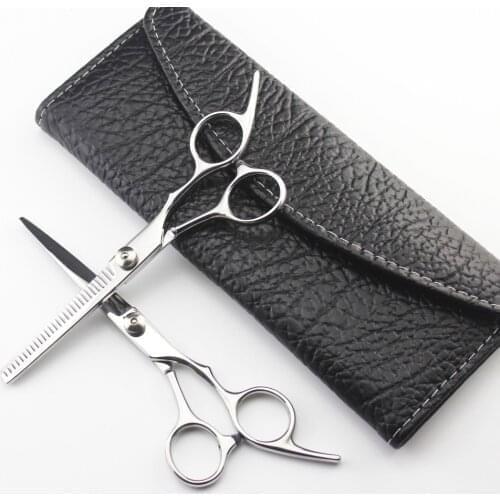 902# One Set 2Pcs Add Bag Hairdressing Scissors 6'' 17.5cm Stainless Steel Barber Cutting Scissors Thinning Shears Hair Scissors