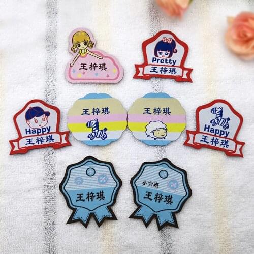 12Pcs Embroidery Custom Name Stickers Iron On Personalised Labels For Children Clothes School Uniforms Tags Stationery Sticker