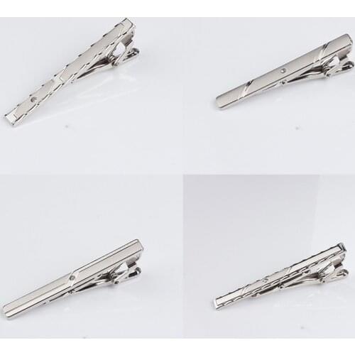 New Arrivel Simple Metal Silver Tie Clip For Men Wedding Necktie Tie Clasp Clip Gentleman Tie Bar Crystal Tie Pin For Mens Gift