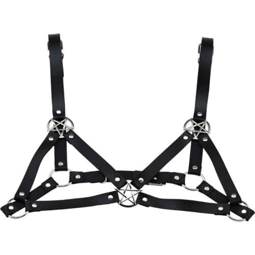 New goth style fashion leather corset of pentagram circle belt soft younger sister sex appeal adjusts Harness binding belt