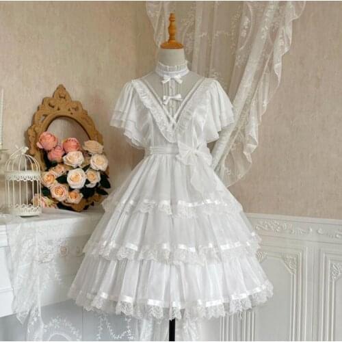 Original Design Day & Night Womens Lolita Short Sleeve Dress Gorgerous Cute Girl Fairy Kei One Piece