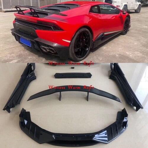 For LP610 Carbon fiber Front bumper lip splitter Side skirts apron Rear diffuser Rear wing spoiler For Lamborghini LP610