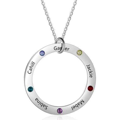 Personalized Custom Name Necklaces Birthstone Engraved Name Plate Necklace & Pendants for Women Mothers Day Gift(NE103179)