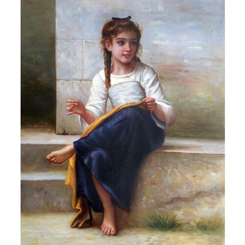 Portrait Oil Painting Gallery Home Decor Art William Adolphe Bouguereau Painting The Dressmaker, 1898 High Quality No Framed
