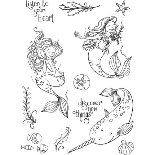 Mermaids Transparent Clear Silicone Stamp/Seal for DIY scrapbooking/photo album Decorative clear stamp sheets FXL161