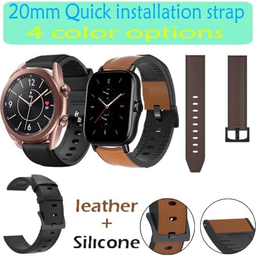 Watch Band 20mm Genuine Leather Bracelet For Samsung galaxy watch 3 41/Gear S2 Wristband Replacements For huami Amazfit GTS 2