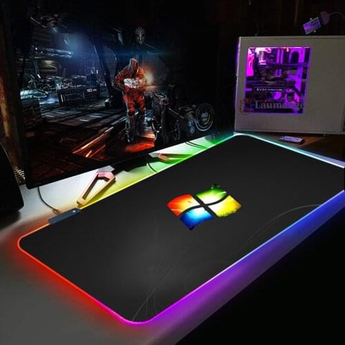 Rgb Led Mouse Pad Backlit Mat Gamer Gaming Accessories Mousepad Computer Keyboard Mousepad with Cable for Windows Logo design