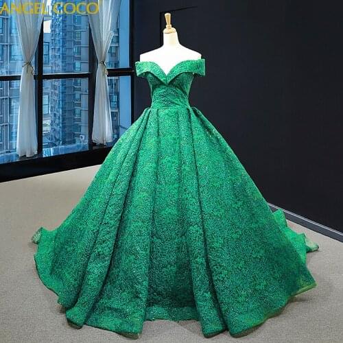 Off Shoulder Sexy Green Luxury Evening Dresses 2020 Fashion Formal Evening Gowns Long Elegant Prom Dress Party Abendkleider Robe