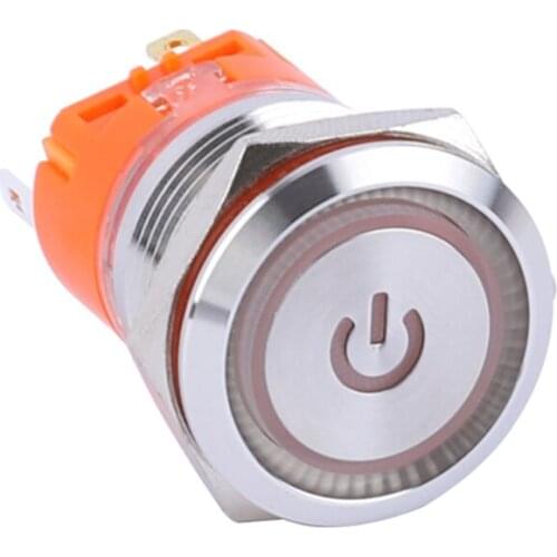 22mm Touch Switch Waterproof Metal Push Button With Logo illuminated Ring LED Light Stainless Steel