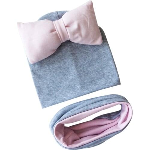 Autumn Winter Girls Foam Butterfly Cotton Hat And Scarf Set For Kids Baby Caps