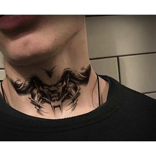 Devil Neck Tattoo Stickers Waterproof and Sweat Proof Men and Women Body Art Fake Tattoos Temporary Simulation Cool Arm Stickers