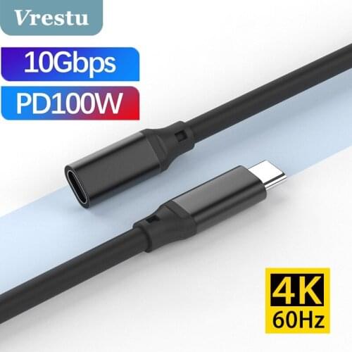 PD 100W Type-C Male to Female Extension Cable 5A PD Charging Cord Wire Extending Data Charge Sync Cord for USBC Phone HUB Switch