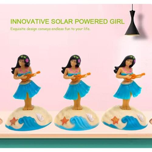 Decoration Car Ornament Girl Plays Ukulele Fashion Solar Powered Dancing Girl Swinging Animated Bobble Dancer Toy Car Decor Kid