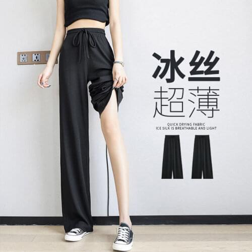 2021 Spring and Summer New Large Size Suit Pants Women Loose Straight High Waist Black Slim Drape Casual Wide-leg Pants