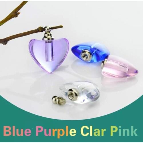 1/2/3/4/5PCS Heart Shape Crystal Vials perfume bottle pendants charms handmade popular jewelry findings rice art Vial Bottles