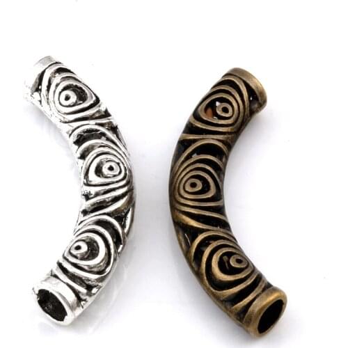 20Pcs Zinc Alloy Big Hole Hollow Curved Tube Spacer Beads For Jewelry Making Necklace DIY Accessories 52.5mm D-100