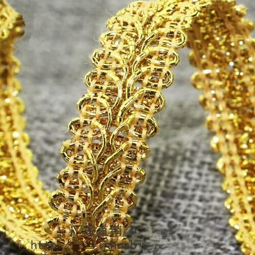 20Yards/lot 1.3CM Wide Gold Silver Line Fabric Centipede Ribbon Lace Trim Clothing Textiles Edge Curtain Bag Sew Webbing