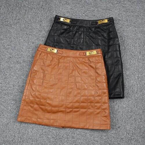 2020 Autumn new arrival womens Simplicity and casual short skirt,real leather skirt