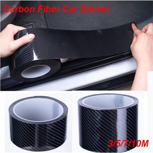 2021 New 10cm Carbon Fiber Car Door Sill Sticker Scratch Proof Moulding Strip Car Sticker Protector Door Edge Protective Black