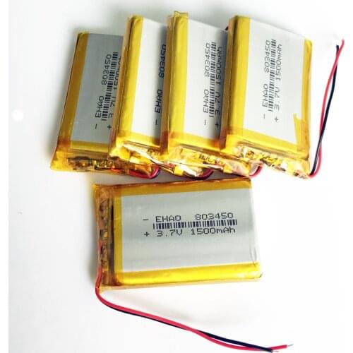 5 pcs 3.7V 1500mAh 803450 lipo polymer lithium li ion rechargeable battery for GPS navigator DVD recorder headset e-book camera