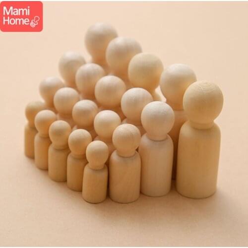 10pc 35mm-65mm Wooden Doll DIY Handmade Wood Peg Doll DIY Wooden Blank Unfinished For Kid Mini Doll Baby Products Gifts Toy