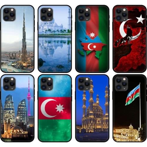 Black tpu case for iphone 5 5s se 6 6s 7 8 plus x 10 cover for iphone XR XS 11 pro MAX case Azerbaijan buta flag