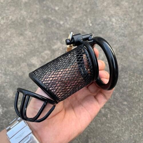 Black Penis Ring Male Chastity Cage Ultra Metal Cock Device Steel Bird Lock Penis Rings Large BDSM Bondage Sex Toys for Men Dick