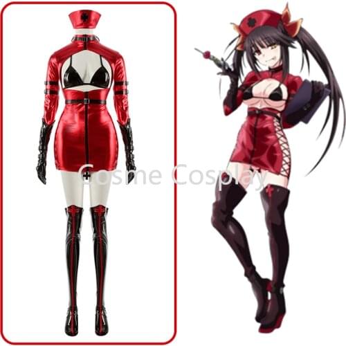 Cos DATE A LIVE Tokisaki Kurumi Cosplay Costume Nightmare Cos Nurse Clothing Set Anime Uniform Red Hot Black Bikini Suit