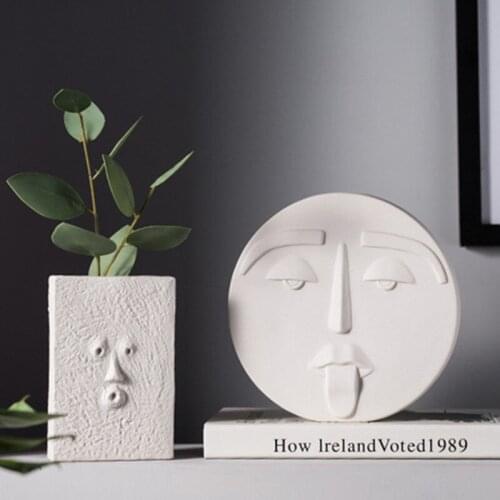 Cutelife White Pottery Ceramics Face Flower Vase Morden Home Decoration Head Glazed Vase Wedding Nordic Tabletop Plant Pot Vase