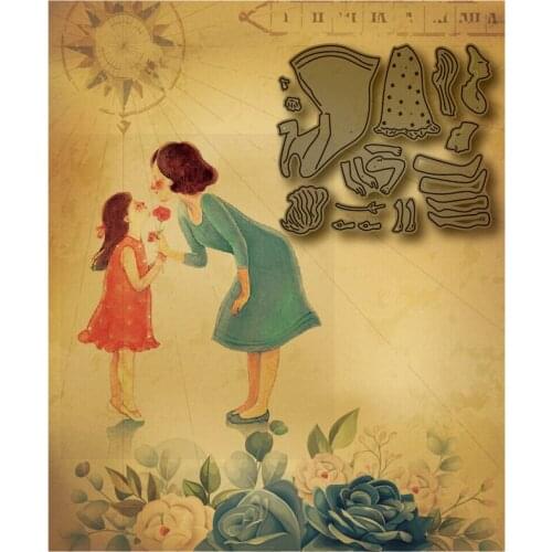 Mothers Day Metal Cutting Die DIY Die by Girl Flowers Scrapbook Decoration Embossed Paper Card Blade Stamping Die Stamp