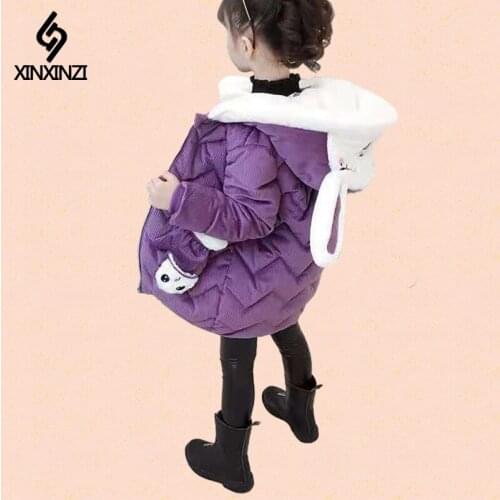 -30 Russian Winter Coats Fur Collar Children Jackets Girls Waterproof Hooded Coat Jacket For Girl Teenager Parka Clothes Outwea