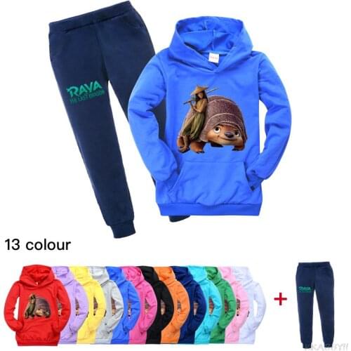 Disney Raya and The Last Dargon Kids Clothes Boys Girls Cartoon Hoodies Pants Cotton Autumn Clothes Tracksuit Children Outfit
