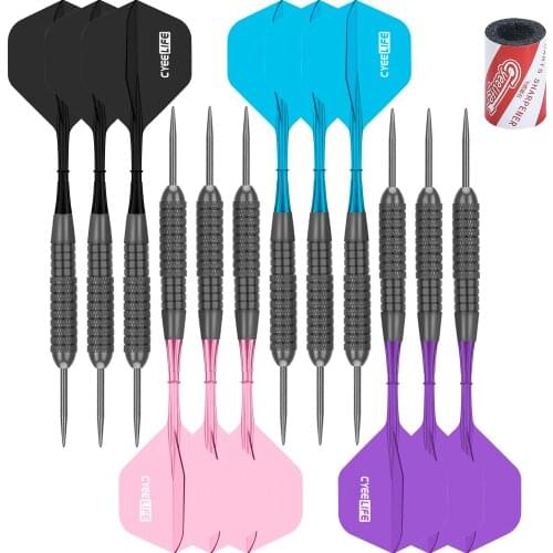 CyeeLife 22/28g Steel tip darts Professional 12 Packs,12 Integrated Flights+Sharpener+Gift packaging,New One piece Flight