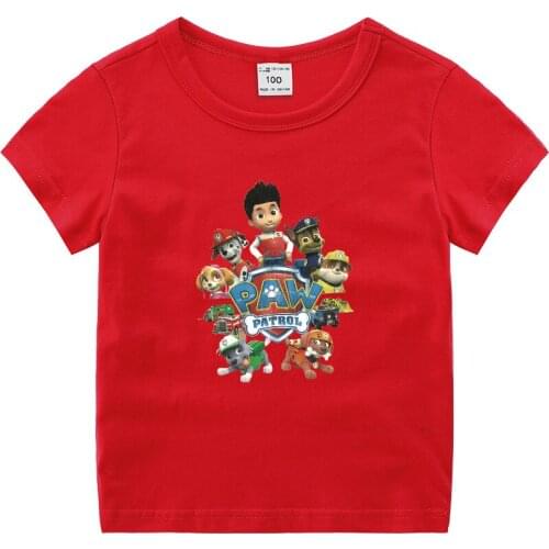 Paw Patrol Boys T-shirt Girls T Shirt Kawaii Summer Spring Cotton Kids Tops Cartoon Tees Children Tshirt Birthday Gift