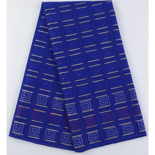 Royal Blue Swiss African Cotton Lace Fabric High Quality Swiss Voile Lace In Switzerland With Stones For Men Daily Dress S8001