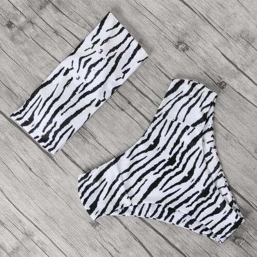 Tiger Striped Bikini Set Women Bangeau High Waist Swimwear Female Two Pieces Swimsuit Women Push Up Bathing Suit Biquini