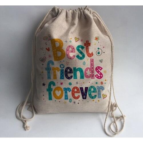 Best friend forever Print Custom Vintage Outdoor Beach Gym Swimming Clothing Shoes Storage Bag Drawstring Backpack