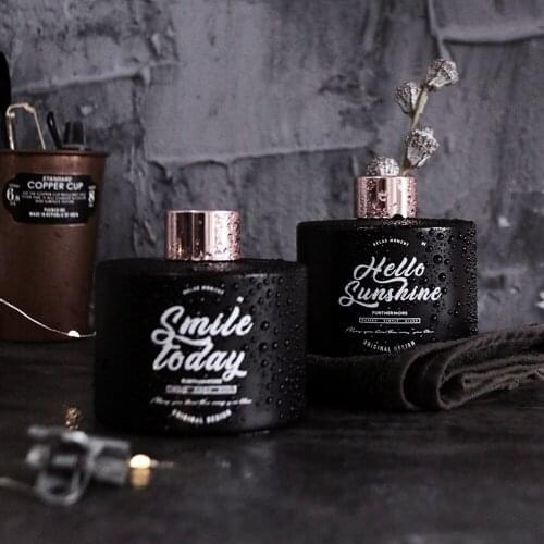 Ins Small Black Glass Vase Nordic Fire-free Aromatherapy Dried Flower Vase Home Table Decoration Aroma Bottle