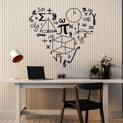 Symbol Math Wall Decal School Class Student Teen Room Interior Decor Mathematics Love Shape Vinyl Window Stickers Mural