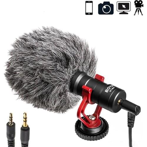 Condenser Recording Microphone Universal Cardioid Portable 3.5mm Shotgun Mic for DSLR Camera iPhone Android Smartphones PC