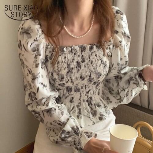 Summer Cute Short Chic Tops Hot Sales Women Korean Japanese Flhjlwoc Style Design Floral Ruffled Vintage Peplum Tops blusa 14906