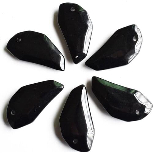 Fashion natural Stone Black Onyx wolf teeth Shape Pendant Charm For men Necklace Jewelry making 6pcs/lot Wholesale free