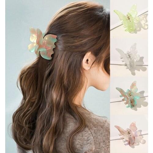 Fashion Geometric Acetate Hair Claws Kawaii Butterfly Hair Crabs Clip Colorful Grain Hair Clamps for Women Chic Hair Accessories