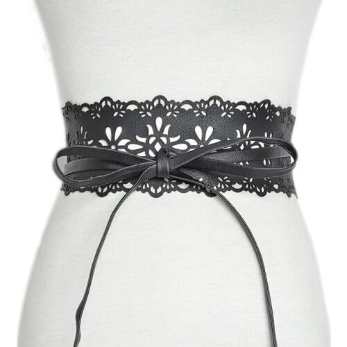 Fashion Womens Tight Chest Strap Belt Corset Lace Wide Black PU Leather Bohemian Belt For Ceinture Femme Belts bg-616
