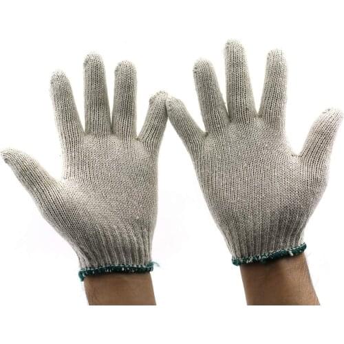 Washable Glove with Elastic Knit Wrist 10 Gauge. Cotton Polyester Gloves. Plain Seamless Workwear Gloves