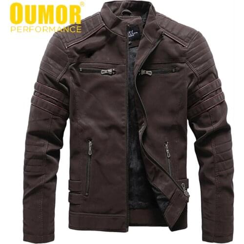 Men 2020 Spring New Casual Thick Fleece Vintage Leather Jacket Coat Men Winter Outwear Fashion Biker Faux Leather Jacket Men 4XL