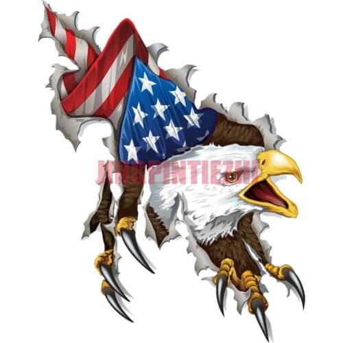 Eagle Ripping, American Flag Background Tool Box Bumper Sticker Vinyl Decal Car Window Body Decorative Stickers Accessories