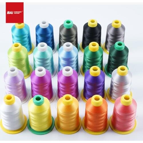 BAI embroidery machine thread polyester extra large spool 5000Y 40WT120D/2 high density strengthh thread for machine colorful
